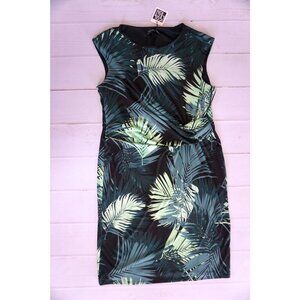 Debenhams The Collection Green Palm Leaf Print Shift Dress - Size 16, NWT